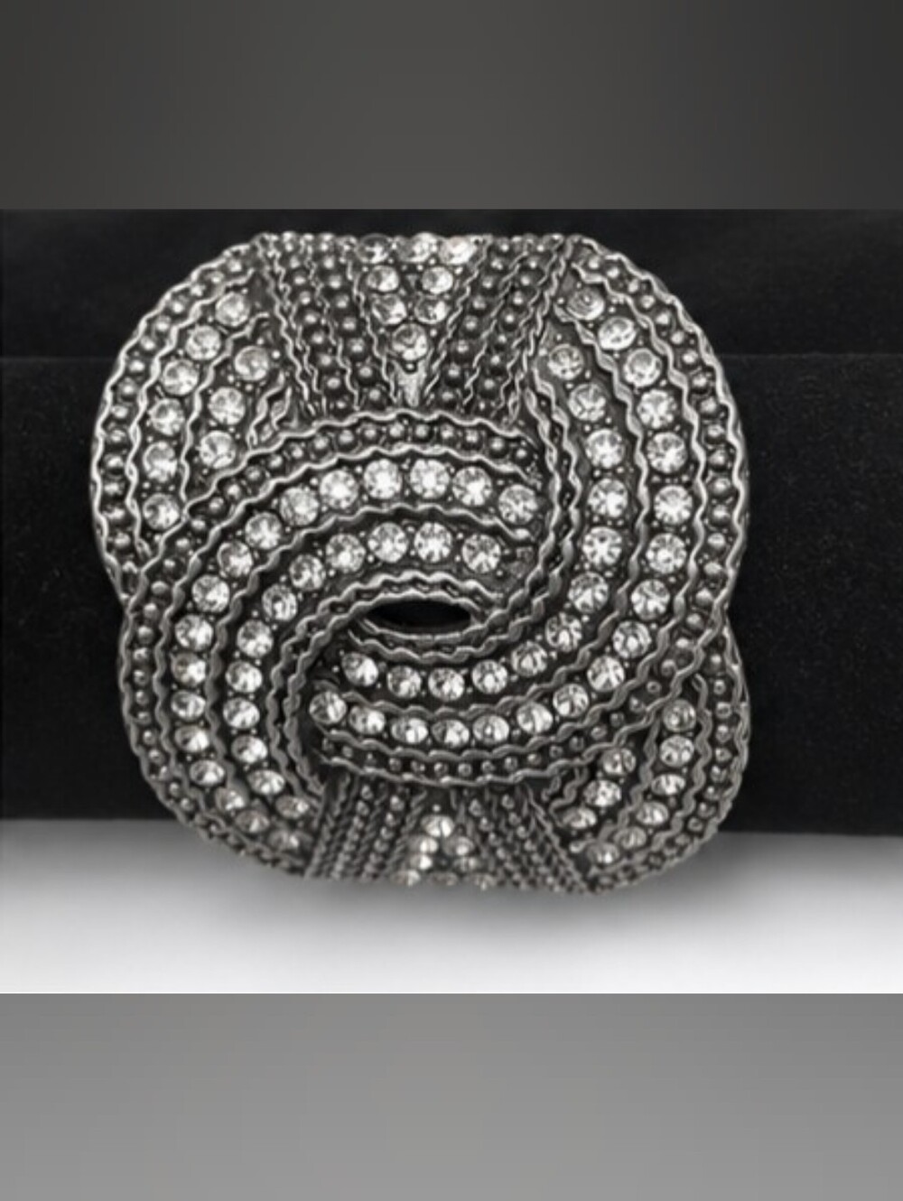 Silver tone Rhinestone Statement Cuff Bracelet Wide Chunky Swirl Open Bracelet